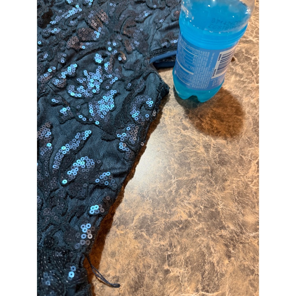Tadashi Shoji Teal Sequin Lace Ruffle Cocktail Evening Glam Dress 6 NEW Mermaid - Picture 13 of 13